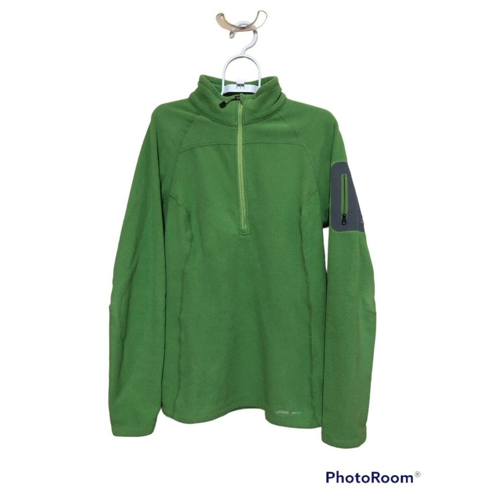 Eddie Bauer Fleece Pullover Sweater Women Medium 1/2 Zip Green